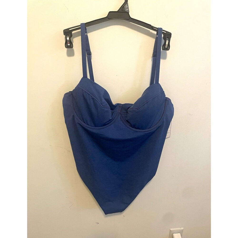 Lee Kacey Women’s One-Piece Swimsuit XXL Plus Blue Denim Underwire Lined